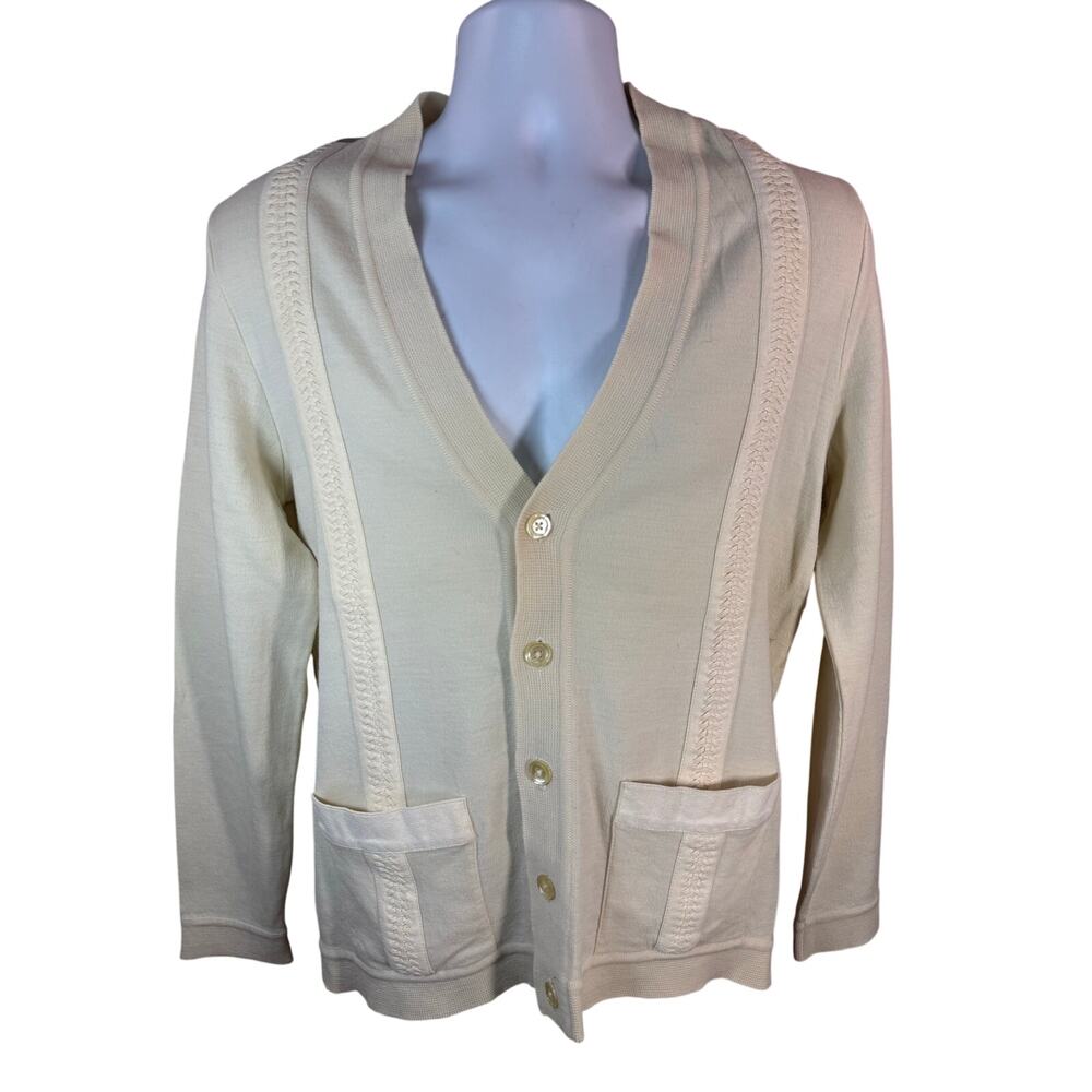 Ritners Zephyr Wool Beige Cardigan Pockets Size Medium Vintage